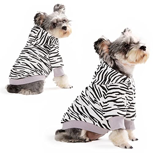 Furryilla Welpen-Hunde-Kapuzenpullover aus Baumwolle, warme kleine Hundekleidung für kleine Hunde, Mädchen, Jungen, Furryilla, Welpen, Hunde-Kapuzenpullover, Haustiere, Hunde-Schlafanzüge (M Zebra) von Furryilla