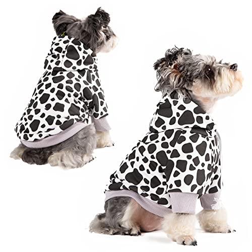 Furryilla Welpen-Hunde-Kapuzenpullover aus Baumwolle, warme kleine Hundekleidung für kleine Hunde, Mädchen, Jungen, Furryilla, Welpen, Kleidung für kleine Rassen, Hunde-Pyjamas (L Milchkuh) von Furryilla