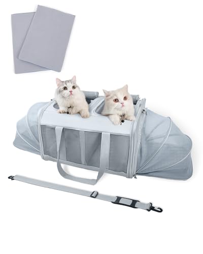 Furryilla katzentransportbox mit Rollen große Katzen für 2 Katzen Hunde faltbar Tragetasche bis 17kg/38lb von Furryilla