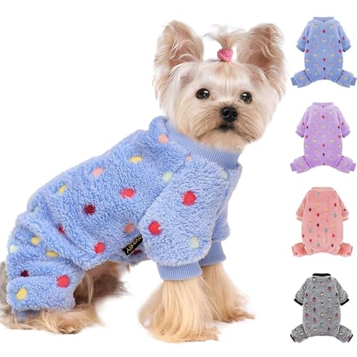 Hunde-Pyjama, Baumwolle, dehnbar, für Hunde, Welpen, Outfits für XXXS, für weibliche und männliche Hunde, Winter-Hunde-Pyjama, Hunde-Pyjama für 3 XS, Blau, Größe XXS von Furrymong