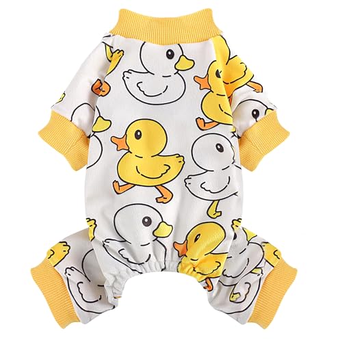 Hunde-Pyjama, süße Ente, weiches Fleece, dehnbar, Haustier-Pyjama, Herbst-Hundekleidung für kleine Hunde, Mädchen, Jungen, Größe XS, gelbe Ente von Furrymong