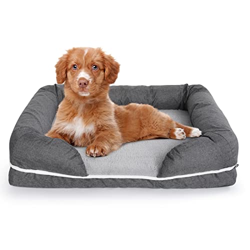 Furstrom Hundebett aus massivem Memory-Schaum, orthopädisch, waschbarer Bezug, wasserdichtes Futter, für Katzen und Hunde, Haustier-Couch/Sofa, mittelfest, Größe S von Furstrom