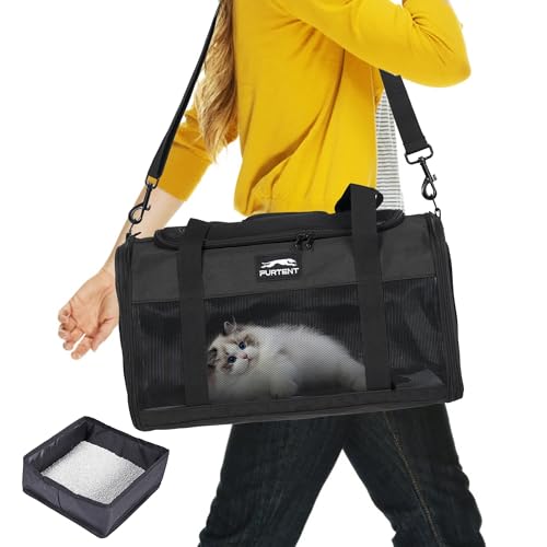 Katzentragetasche mit faltbarer Katzentoilette für große Katzen, Hundetasche, Katzentasche, Hundetasche, Katzentasche, passend für Haustiere bis zu 13,6 kg, Schwarz von Furtent