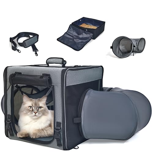 Pets 2-in-1 tragbare Katzentrage mit faltbarem Haustiertunnel - Geeignet für kleine Hunde Zuhause und Katzenreisetasche, Katzentrage mit Katzentoilette, inklusive weicher Hängematte/Matte, von Furtent