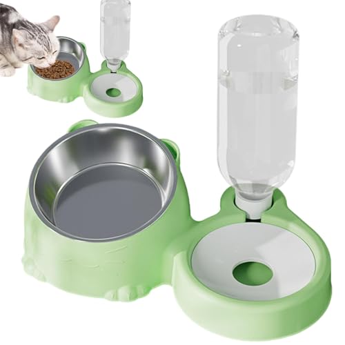 Furtryvl Katzenfutter und Wassernapf Set, Abnehmbarer Katzenfutter Futternapf, Edelstahl Futternapf und Automatische Bewässerungsschale für Hunde Katzen Kaninchen von Furtryvl