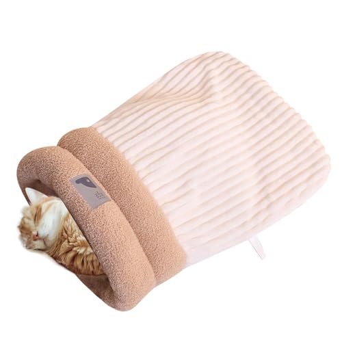 Furtryvl Plüsch-Katzen-Schlafsack, warmes, verdicktes Katzenschlafbett, für Hunde und Katzen, Winter, warmer Schlafsack, Plüsch, weiches Haustierbett, waschbar, weicher Plüsch, großer Katzensack für von Furtryvl