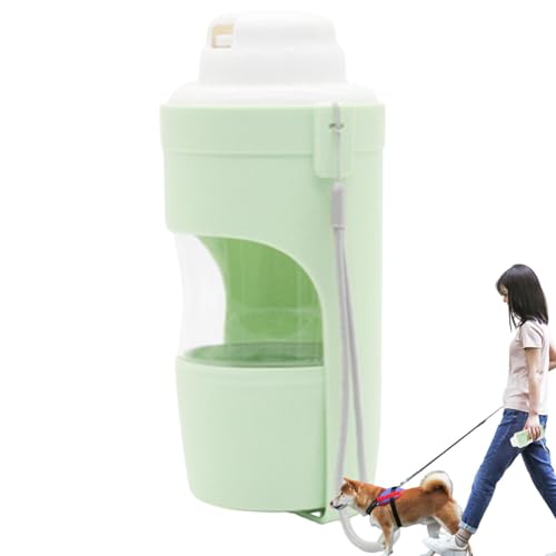 Furtryvl Reise-Hunde-Wasserflasche, vielseitiger Trink-Futterspender für Hunde, Wasserflasche mit Futterbehälter, transparenter Wasserspender für Hunde, Wassernapf, Spender für Spaziergänge, Wandern von Furtryvl