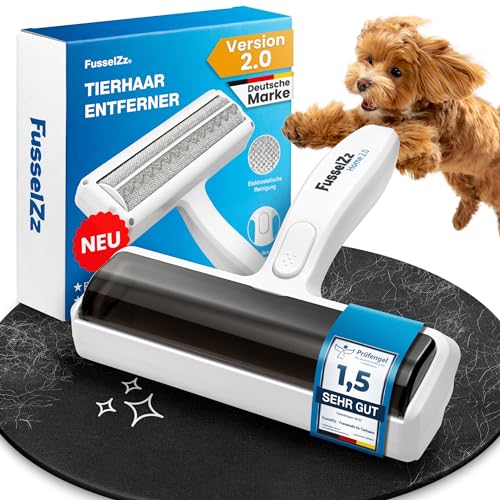 FusselZz® Premium Fusselrolle Tierhaare [Neue Generation] - Selbstreinigender Tierhaarentferner zum Katzenhaare & Hundehaare entfernen, wiederverwendarer Katzenhaarentferner auf Sofa, Teppich & Bett von FusselZz