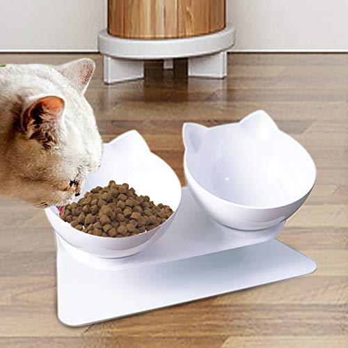 15° Doppelnapf Katzen Futterstation Fressnapf für kleine Hunde Napfset Futternäpfe Katzenfutter Näpfe 13cm von Futchoy