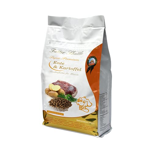 Getreidefreies Hundefutter Trockenfutter. Sensitiv. Mit Ente & Kartoffel. 10kg Sack - Praktisch da Wiederverschließbar von Futter Shuttle