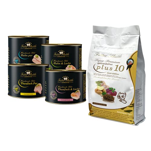 Getreidefreies Katzenfutter Angebot. 3 kg Getreidefreies Katzen Trockenfutter Plus 10 und Nassfutter 12 x 140g Handmade Filet vom Deutschen Metzger von Futter Shuttle