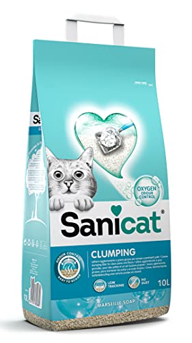 Katzenstreu klumpend. Sanicat Clumping Qxygen Power. 10 liter Box mit neuer Verpackung und verbesserter Rezeptur von Futter Shuttle