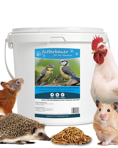 Futterbauer 10 L Soldatenfliegenlarven getrocknet, Premium Vogelfutter, Fischfutter, Futter für Reptilien und Nager, Proteinreiches Naturfutter wie Mehlwürmer von Futterbauer