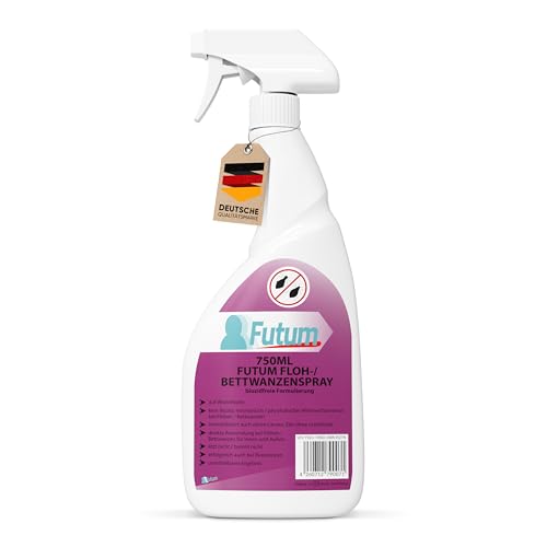 FUTUM 750ml Bettwanzen Spray | Flohspray | Biozidfreie Formel | direkte Wanzenbekämpfung | Auf Wasserbasis gegen Flöhe | ätzt/brennt Nicht | Immobilisiert Insekten und Eier von Futum