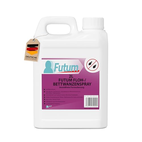 Futum Bettwanzenspray Floh-Spray 2 Liter Gegen Wanzen, Flöhe, Larven & Eier, Wasserbasis, Fleckenfrei, Schnell & Langzeitwirkung von Futum