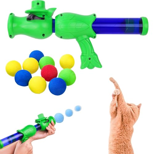 Fuuxtci 1 Katzenballwerfer Und 10 Plüschkatzenbälle, Interaktive Katzenbälle, Katzenballwerfer, Katzenspielzeugbälle, Interaktive Katzenspielzeugbälle, Lustiges Katzenspielzeug von Fuuxtci