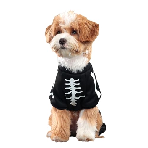 Fuuxtci Halloween-Haustier-Outfit, Halloween-Kleidung für Hunde,Rollenspiel-Overall für Hunde, leuchtende Skelett-Kleidung | Festliches Haustier-Hundekostüm für Spieltermine, Alltagskleidung, von Fuuxtci