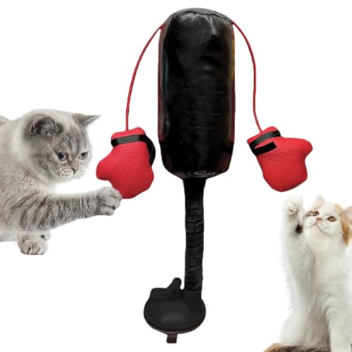 Katzen-Boxsack-Spielzeug, Boxsack für Katzen, Lustiges Boxing Kätzchenspielzeug mit Handschuhen, Boxspielzeug für Katzen, Boxsack-Katzenspielzeug, Boxsack mit Handschuhen, interaktives Katzenspielzeug von Fuuxtci