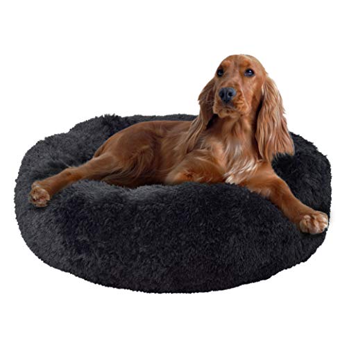 FuzzBall Flauschiges Luxe Haustierbett, beruhigender Donut-Kuscheltier – maschinenwaschbar, wasserdichte Unterseite, rutschfest (für mittelgroße Hunde und Katzen bis zu 20,4 kg) von FuzzBall