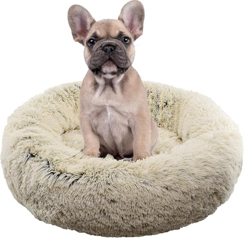 FuzzBall Flauschiges Luxe Haustierbett, beruhigendes Donut-Kuschelbett, maschinenwaschbar, wasserdichter Boden, rutschfest (für kleine Hunde und Katzen bis zu 11,3 kg) von FuzzBall