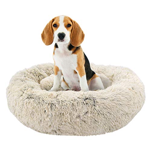 FuzzBall Flauschiges Luxe Haustierbett, beruhigendes Donut-Kuschelbett, maschinenwaschbar, wasserdichter Boden, rutschfest (für mittelgroße Hunde und Katzen bis zu 20 kg) von FuzzBall