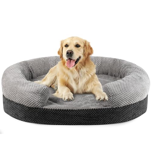 FuzzFables Extra große wasserdichte orthopädische Hundebett 106 * 80CM, waschbar Memory Foam Hundebetten, Beruhigendes Haustierbett mit rutschfestem Bezug, Weiche Kopf- und Nackenstütze Schlafsofa von FuzzFables