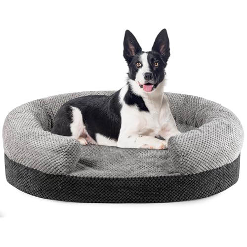 FuzzFables großes wasserdichtes orthopädisches Hundebett 87 * 67CM, waschbare Memory Foam Hundebetten, Beruhigendes Haustierbett mit rutschfestem Bezug, Weiche Kopf- und Nackenstütze Schlafsofa von FuzzFables