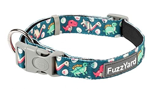 FuzzYard Dinosaur Land Hundehalsband | Größe L | Bequemes Neopren Haustier Halsband für den täglichen Spaziergang & Training | Ideale Passform für große Hunde von FuzzYard