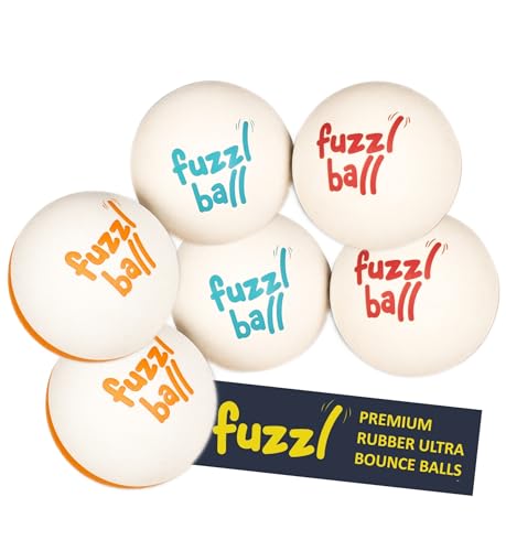 Fuzzl Ball Super Bounce Bälle, 6 cm, 6 Stück, super federnde Hundebälle, robustes Hundespielzeug für aggressive Kauer, Tennisball-Alternative, perfekt für Ballwerfer von Fuzzl