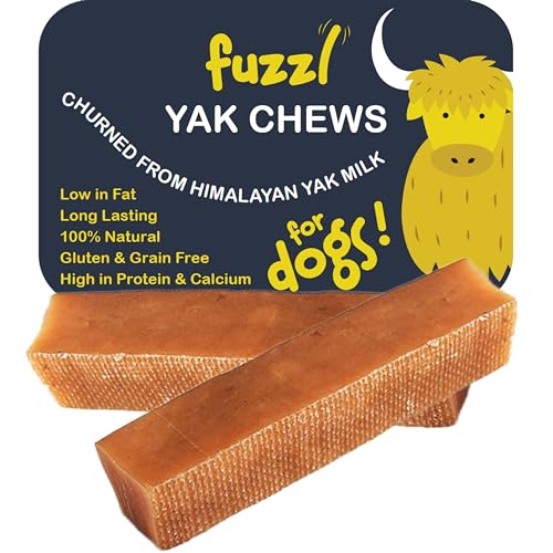 Fuzzl Premium Yak Chews für Hunde 2er Pack 140g Kaukäse für Hunde Natürliche Hundeleckerlis mit Himalaya Yak Milch Hundefutter Natürliches Hundekauspielzeug Langlebige Hunde Zahnstäbchen und Hunde von Fuzzl