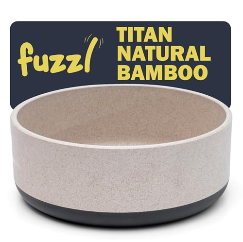 Fuzzl Titan Futternapf aus Bambus und Gummi, 15 cm, mit Ultra-Grip-Boden, grau, umweltfreundlich, antibakteriell, langlebig, ungiftig, Hundenapf, Wassernapf für Flüssigkeitszufuhr, Fütterung für von Fuzzl