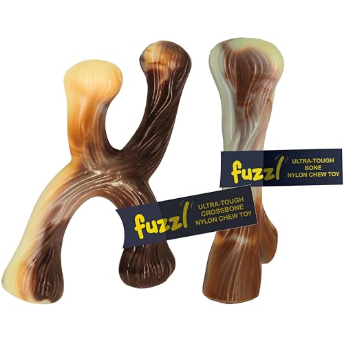 Fuzzl Ultra Tough Nylon Dog Chew Toy - Crossbone and Bone Beef Flavour - Tough Dog Toys for Extreme Chewers - Dog Bone Long Lasting Dog Chew Toys for Aggressive Chewers - Strong Dog Toy Puppy Toys von Fuzzl