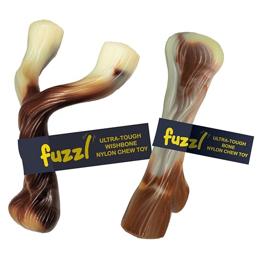 Fuzzl Ultra Tough Nylon Dog Chew Toy - Wishbone and Bone Beef Flavour - Tough Dog Toys for Extreme Chewers Dog Bone Long Lasting Dog Chew Toys for Aggressive Chewers Strong Dog Toy Durable Puppy Toys von Fuzzl