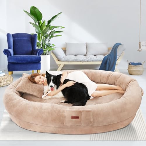 Fvkind Hundebett, 177,8 x 83,8 x 30,5 cm, waschbar, orthopädisch, menschliche Größe, für Kinder und Erwachsene, abnehmbares Hundebett für Erwachsene für Sie und Haustiere, mit weicher Decke und von Fvkind