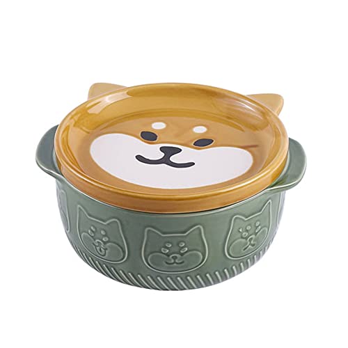 Fvoagaou Japanische Keramik Katze Hund Nudelschalen mit Deckel Niedliche Tiersuppe Salat Obstschale KüChengeschirr A von Fvoagaou