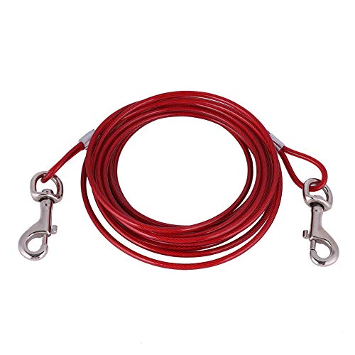 5mm * 5m Stahlleine Langdraht Hundekabel mit Ketten Edelstahl Dual Fix Bucklelweight Outdoor Yard Camping(rot) von Fydun