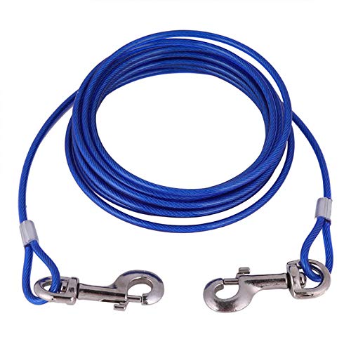 5mm x 5m Stahlleine Langdraht Hundekabel mit Ketten Edelstahl Dual Fix Bucklelweight Outdoor Yard Camping (Blau) von Fydun