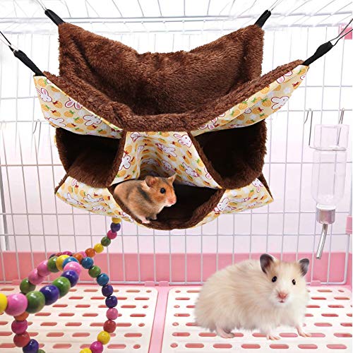 Fydun Dreilagige Warme Hängematte für Kleine Haustiere, Hängebett, Schlafsack für Hamster, Zuckervergolder, Eichhörnchen, Rosa (Yellow) von Fydun