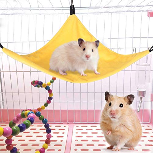 Fydun Eck-Hängemattenwürfel, Kleines Haustier-Dreiecks-Hängematten-Hängebett für Eichhörnchen, Hamster, Zuckergleiter, Meerschweinchen (Gelb) von Fydun