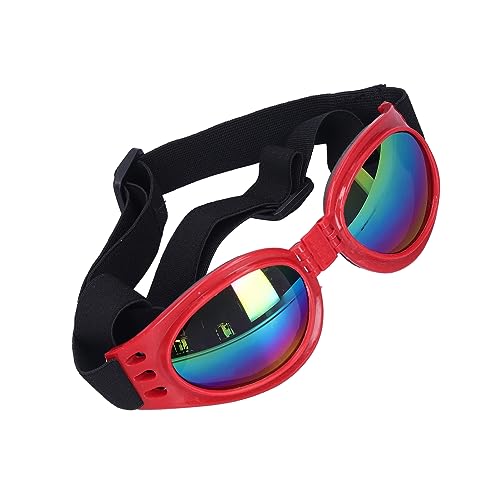 Fydun Haustier-Sonnenbrille, Sommer, Faltbare Hundeschutzbrille für Mittelgroße und Große Hunde, Schwarz, für Familien (Rot) von Fydun