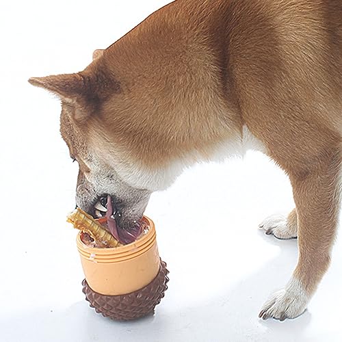 Fydun Haustierfutter-Spender-Ornamente, Bissfest, Interaktiv, Langsames Füttern, Silikon-Puzzleball für Hunde, Kaffee mit Gelb, für Familien (#2) von Fydun