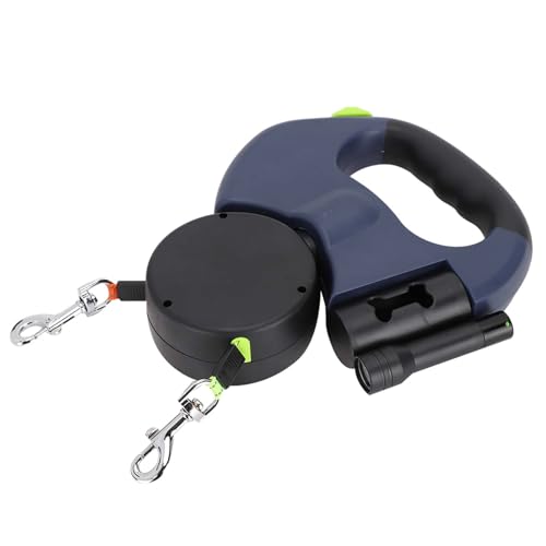 Fydun Pet Walking Automatisches, Ausziehbares, Flexibles Zugseil für Hunde und Katzen, Doppelköpfiger Handhalter mit LED-Licht, Dunkelgrau, für Familien (dunkelgrau) von Fydun