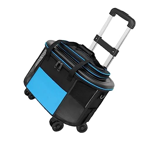 Fydun Tragbarer Haustier-Trolley, Atmungsaktiv, für Hunde und Katzen, mit Rollen, Haustierkoffer für Ausgehen, Reisen, Blau, für Familien (Blue) von Fydun