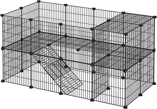 Haustier-Zaun, (35 x 35 cm) DIY Haustierzaun Park Kleintierkäfig, Varietätsform Metall Hofzaun mit Tür, für Welpen, Kätzchen, Kaninchen, Hase, Nerz, Schildkröte, Hamster (36 Stück) von Fyearfly