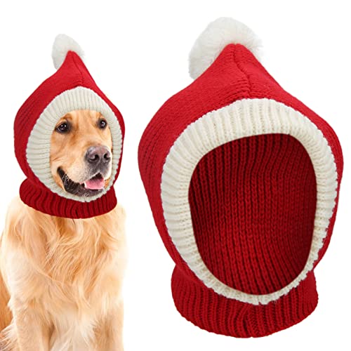 Weihnachts-Haustiermütze, Hunde-Wintermütze, Rote Haustier-Weihnachts-Winter-warme Strickmütze für Kleine und Mittelgroße Hunde, Welpen, Katzen (S) von Fyearfly