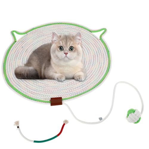 Fyeme 2 Stück Katzenspielzeug mit Ball Katzen Kratzbrett 50cm mit Katzenbeißseil 60cm Kann Aufgehängt Interaktives Katzenspielzeug für Zähne Knirschen Zähne Reinigen Zahnfleisch Schützen (Hellgrün) von Fyeme