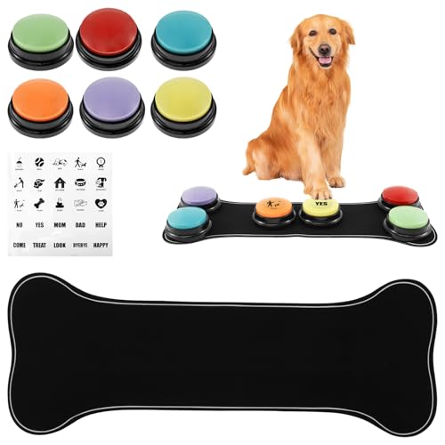 6 Stück Buzzer mit Aufnahmefunktion 6 Farben Hunde Button mit Gummimatte Aufkleber Aufnahme 30s Sprechende Tasten für Hunde für Verbessern Sie Die Kommunikation mit Ihrem Hund von Fyeme