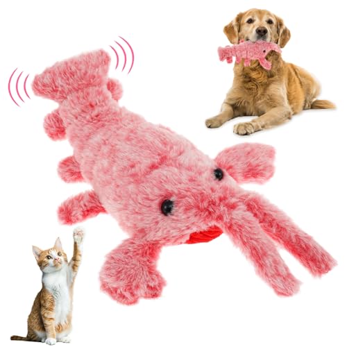 Floppy Lobster 30×20cm Interaktives Hundespielzeug USB Aufladung Simulation Heckschwenks Waschbar Bewegendes Hundespielzeug für die Meisten Katzen und Hunde (1Pcs) von Fyeme