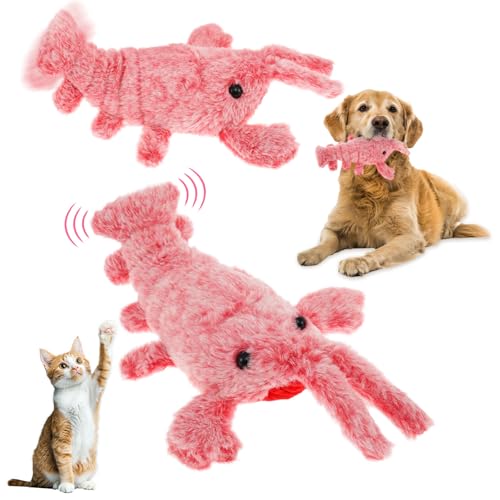 Floppy Lobster 30×20cm Interaktives Hundespielzeug USB Aufladung Simulation Heckschwenks Waschbar Bewegendes Hundespielzeug für die Meisten Katzen und Hunde (2Pcs) von Fyeme