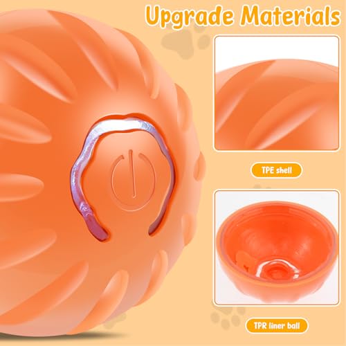 Fyeme 4 Stuck Hundespielzeug Ball Elektrisch Magic Ball Hund USB Aufladung Dynamische Beleuchtung Intelligente Hindernisvermeidung Interaktives Hundespielzeug für Hunde (2 Blau + 2 Orange) von Fyeme